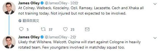 James Olley推特截图